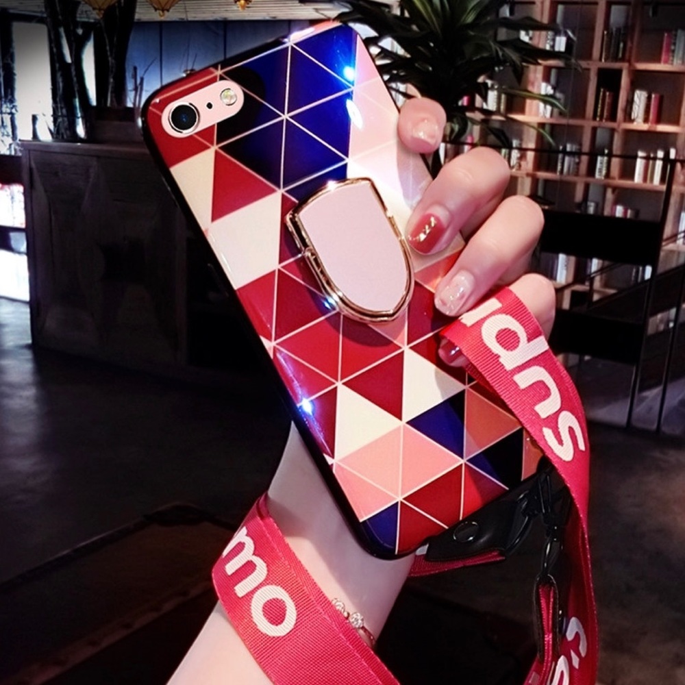 iPhone 10 XS X Metallic Geometric Phone Case Pink